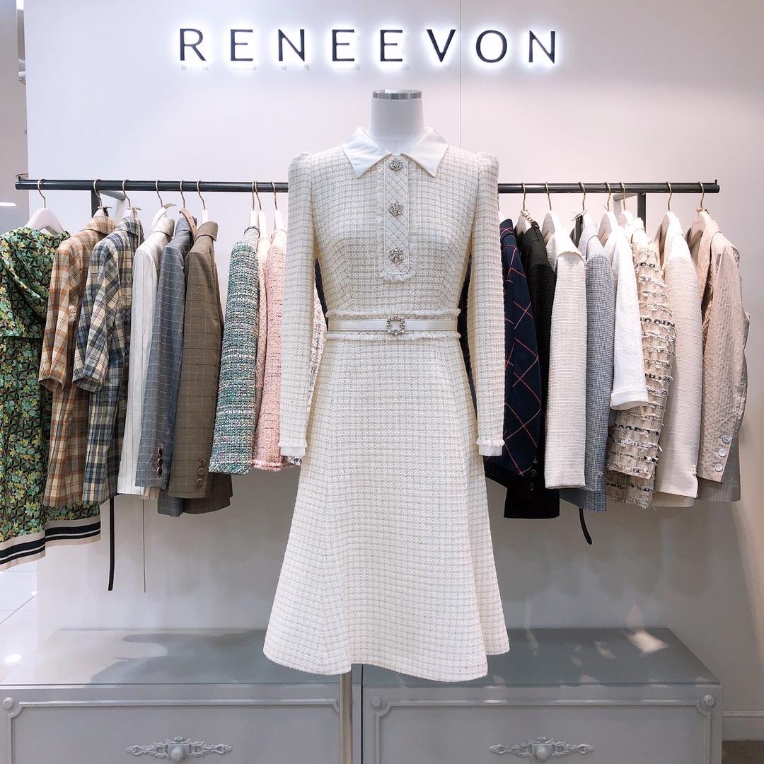 레니본 큐빅 트위드 원피스 RNA5047IV