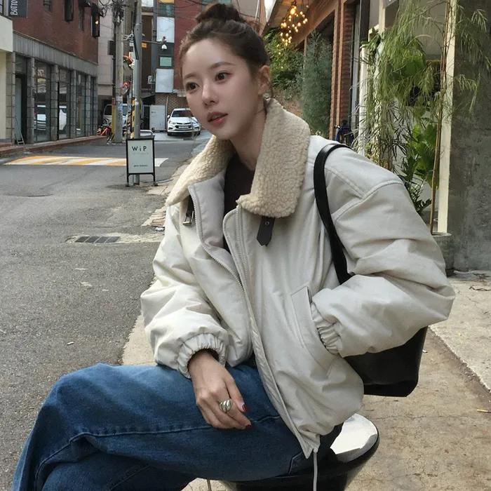 [29CM단독] fur collar balloon padded jacket (ecru)