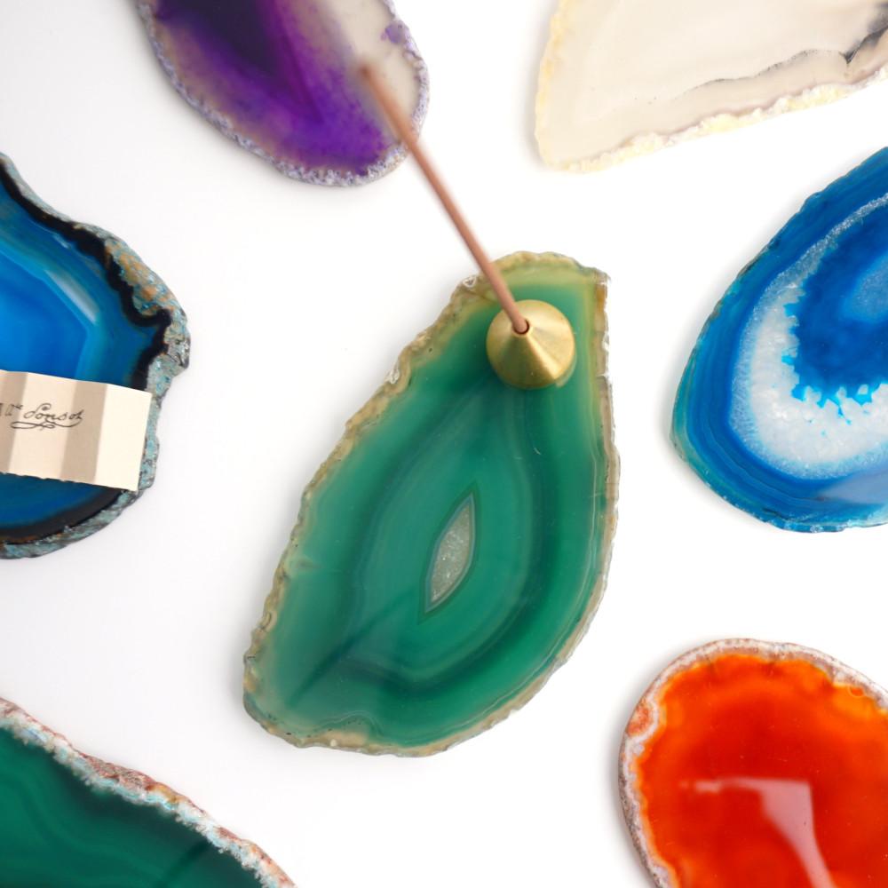 컬러 아게이트 인센스홀더 크리스탈 향받침 천연석 마노 코스터 (6color /홀더 포함)