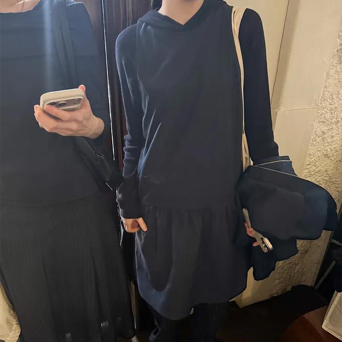 SLEEVELESS DRESS DARK LAKE