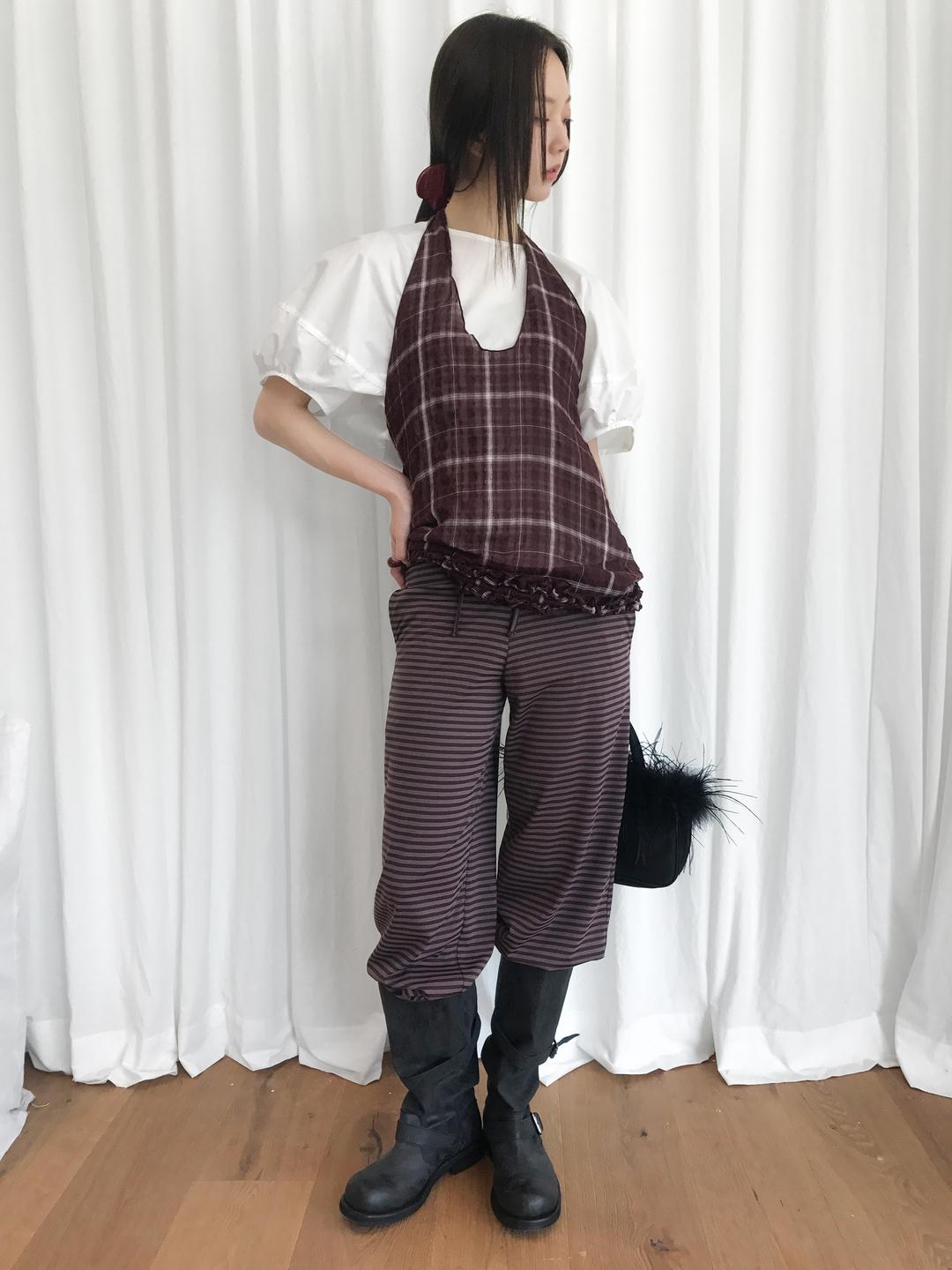 Dada Stripe Slim Pants, Purple Brown (3c)
