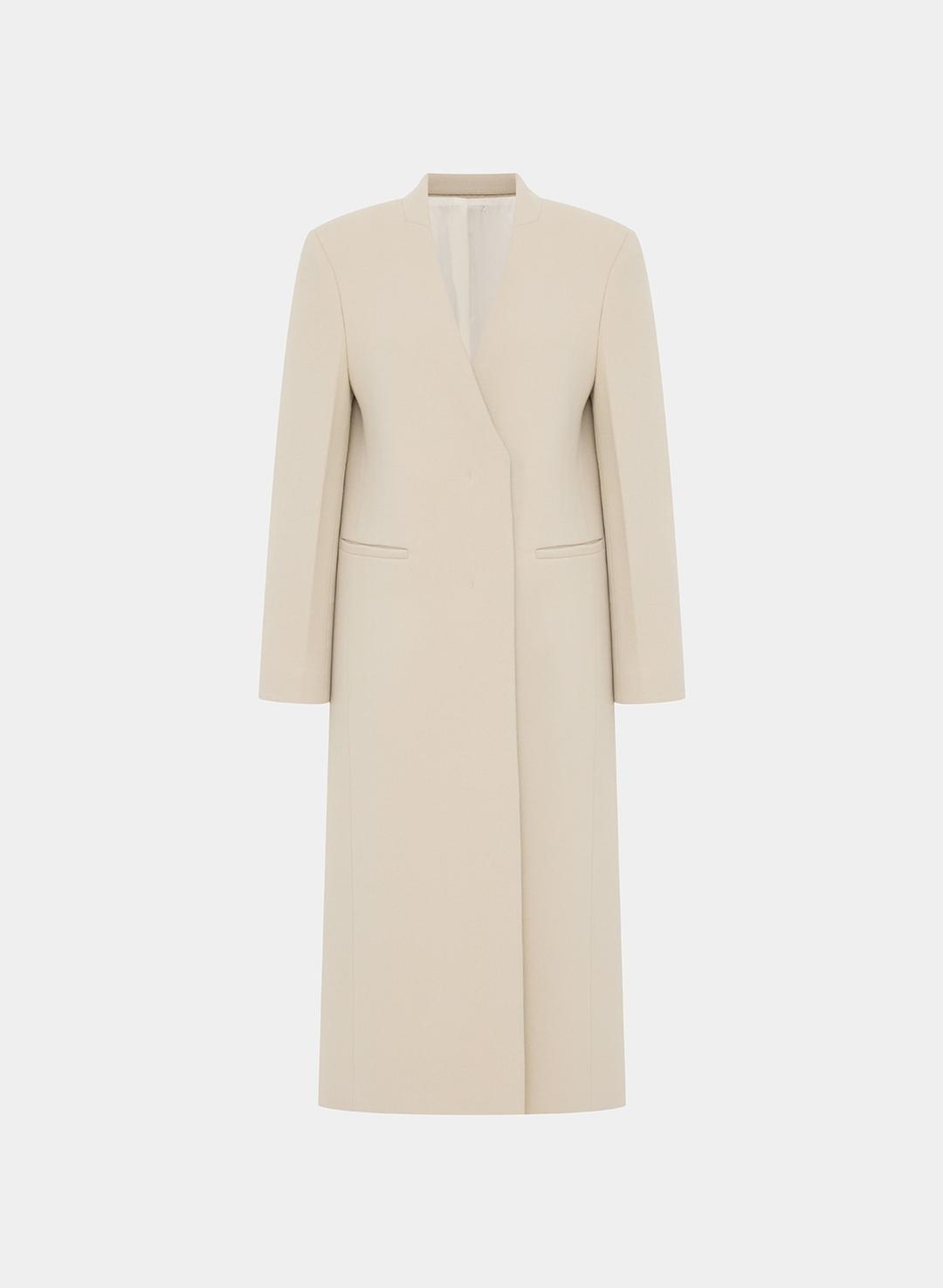 Trino collarless wool long CT