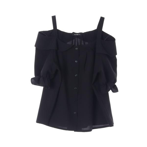 핫핑 (M)블랙 단추 블라우스