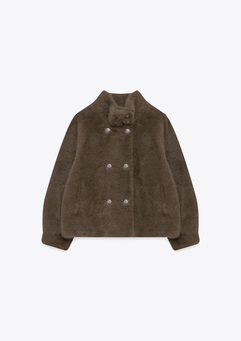 더블브레스티드 페이크 퍼 자켓(MAFDJK12MBR)