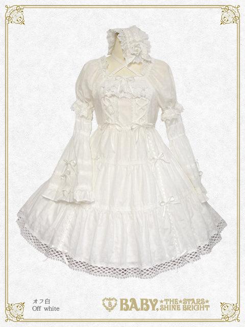 【予約】はわせドールワンピース＆ヘッドドレスセット - オフ白 White