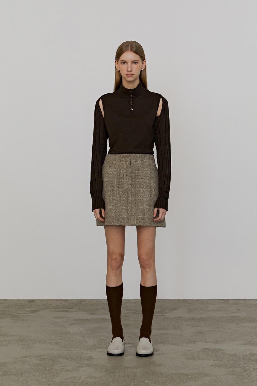 Button sleeveless bolero set_Brown