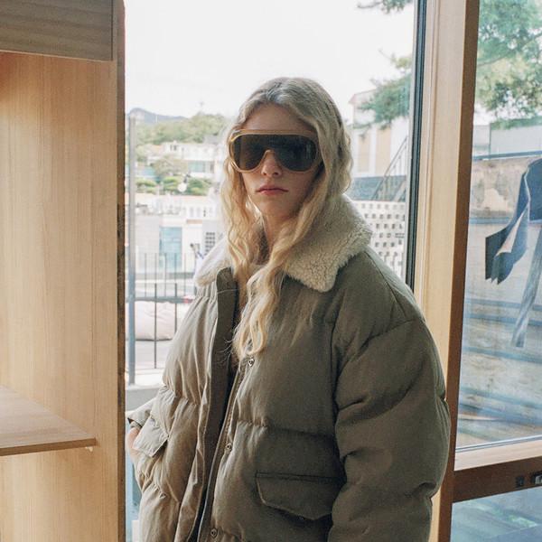 Heritage fur down jumper (khaki beige / dark navy / light beige)