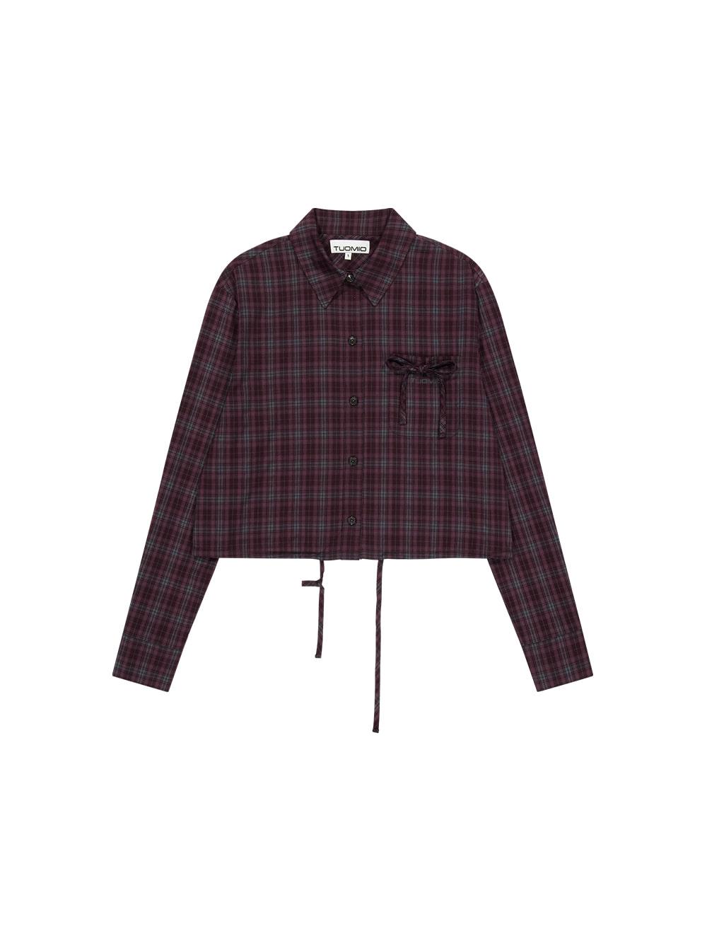 STRAPPY CHECK SHIRT [BURGUNDY]