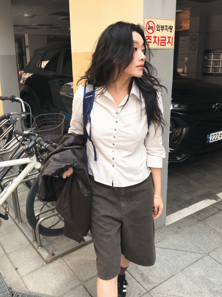 더니브 [코튼]Levie 3/4 stripe shirt(3~5일소요)