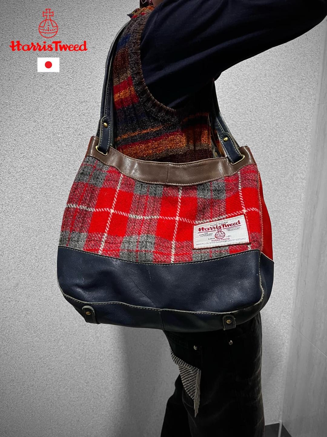 헤리스트위드 X JPN 빈티지 레더 믹스 토트백 가방 | 후루츠패밀리