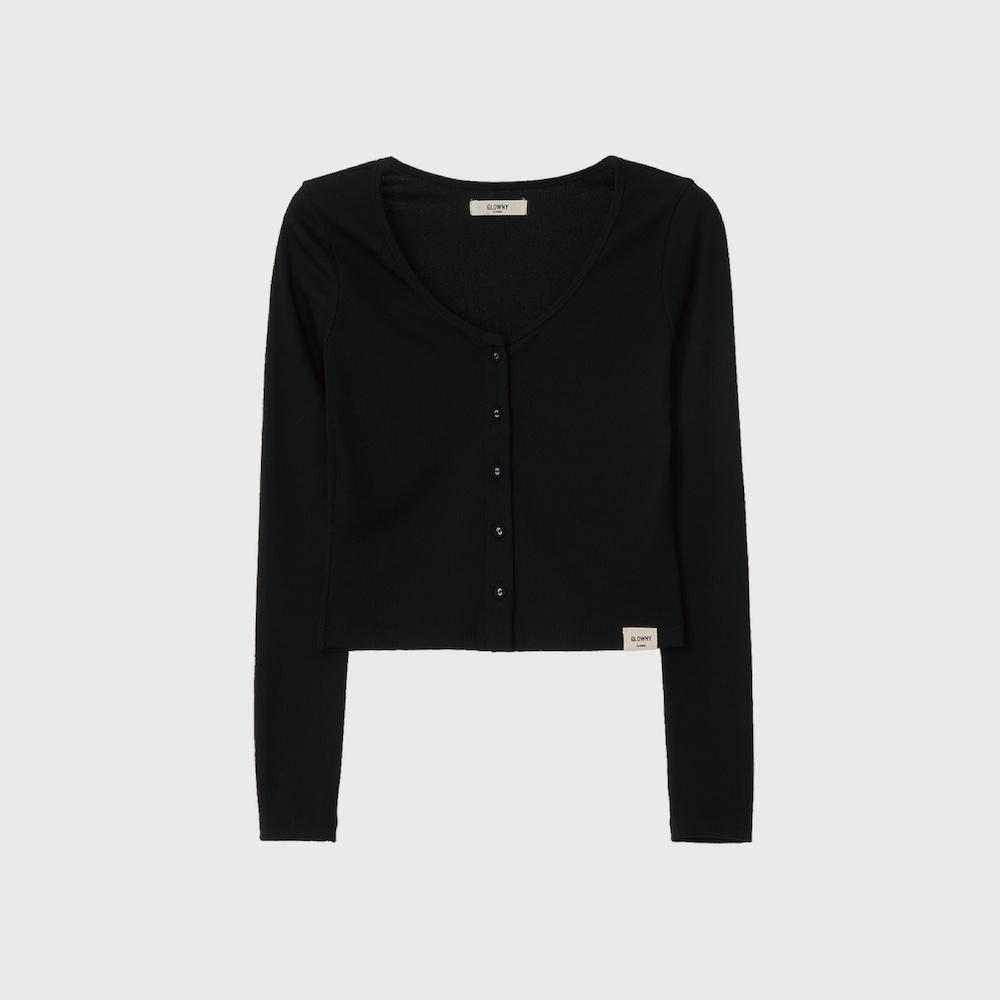 G CLASSIC RIB V-NECK CARDIGAN (BLACK)