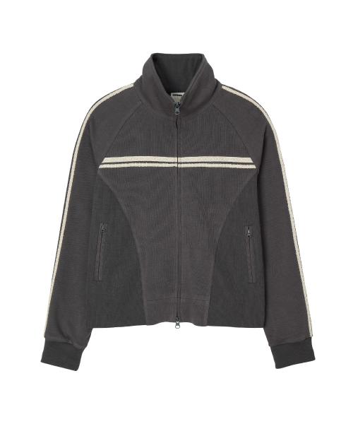 DD rib panel track jacket (CHARCOAL)