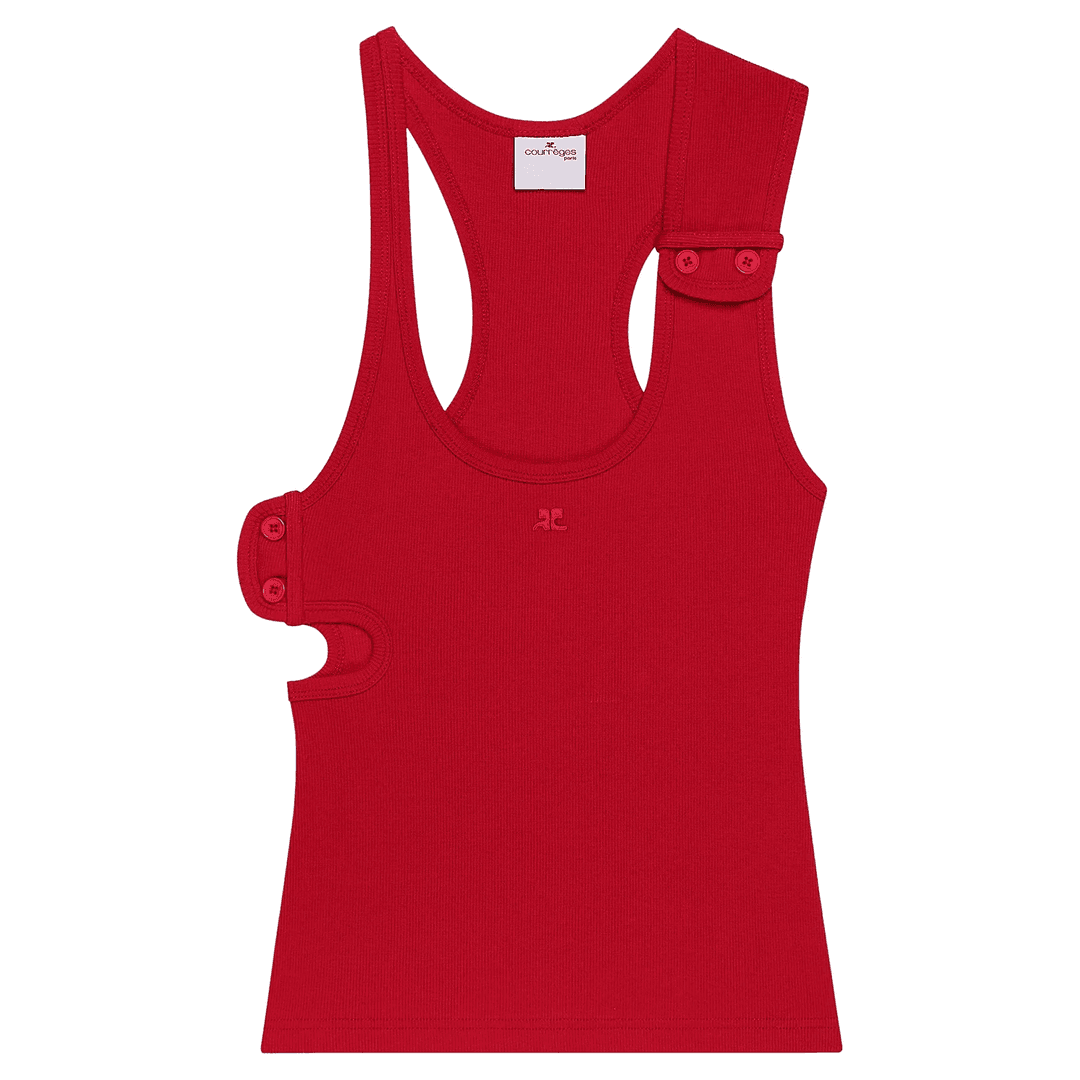 Double Buckle 90'S Rib Tank Top