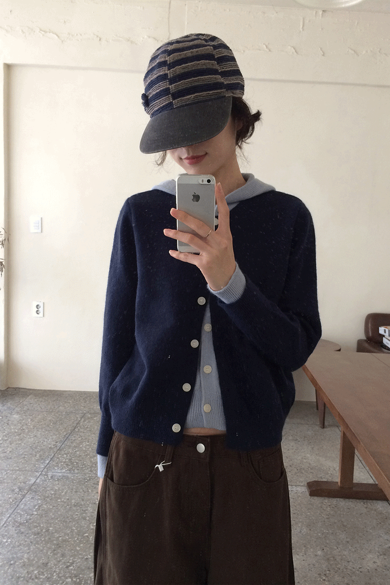 (25FW 미리 어텀🍂)부드리 일체형 배색 후드 가디건