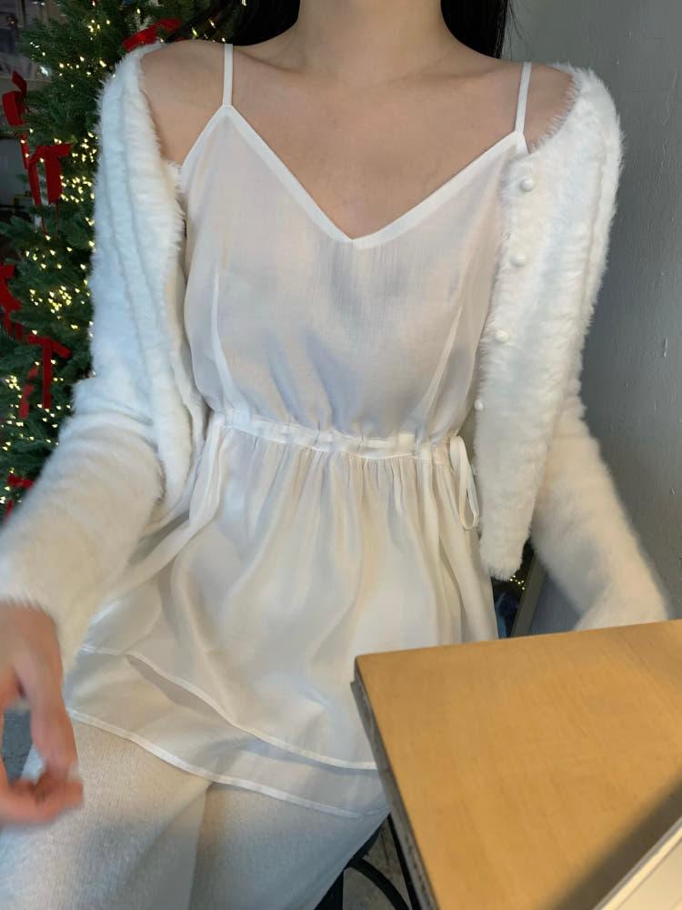 [르아브르][아이당일] 안나 끈 프릴 뷔스티에, 여자 나시 레이어드 블라우스