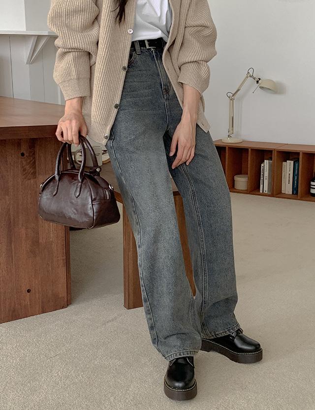 헤렌드 뒷밴딩 스트레이트 데님 팬츠 77592