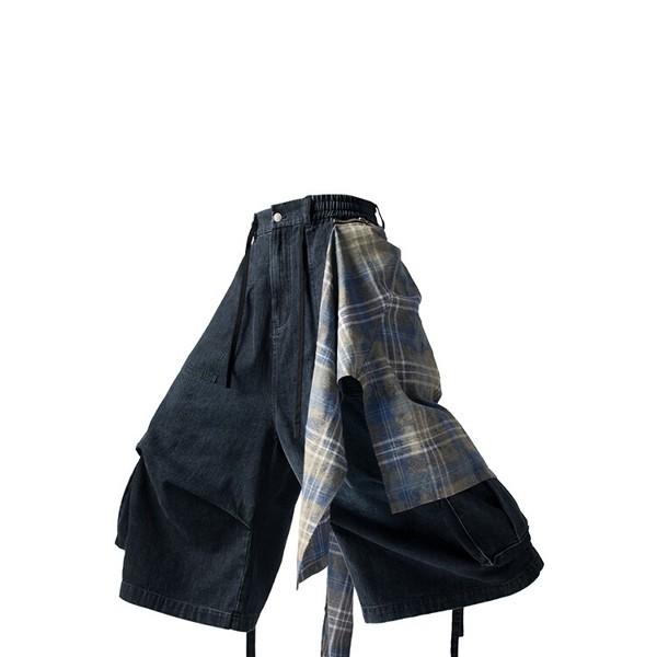 Removable Ribbon Washed Bamboo Blue Cow Shorts pants