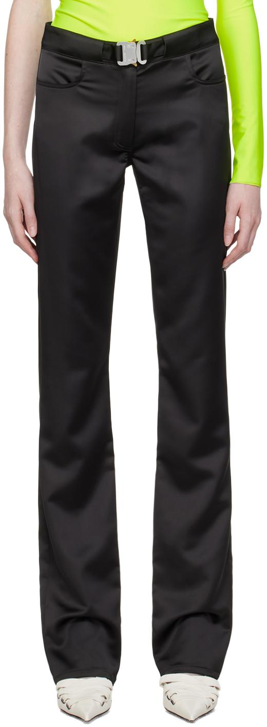 블랙 새틴 버클 슬랙스