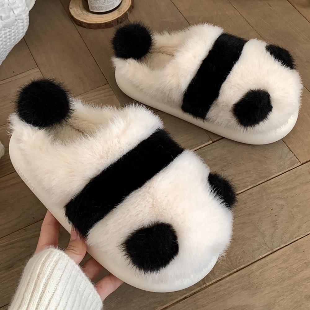 셀렉티드커스텀 팬더 겨울 털 슬리퍼 거실 실내화