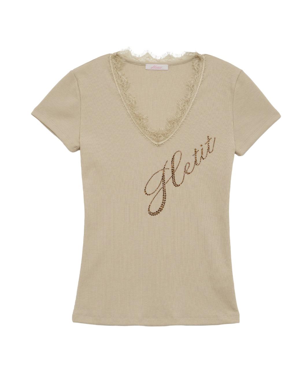 Lace Logo Short Sleeve T-shirt (Beige)