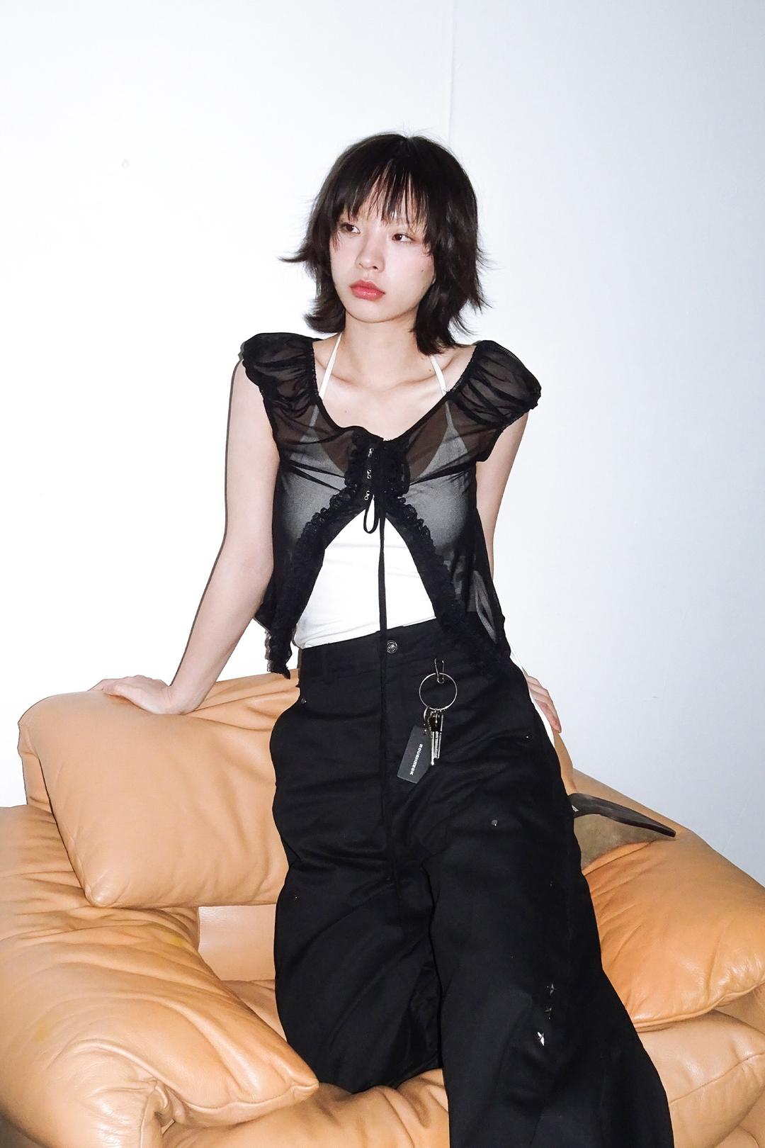 Veil Puff Layered Top Black [예약발송 06/02]