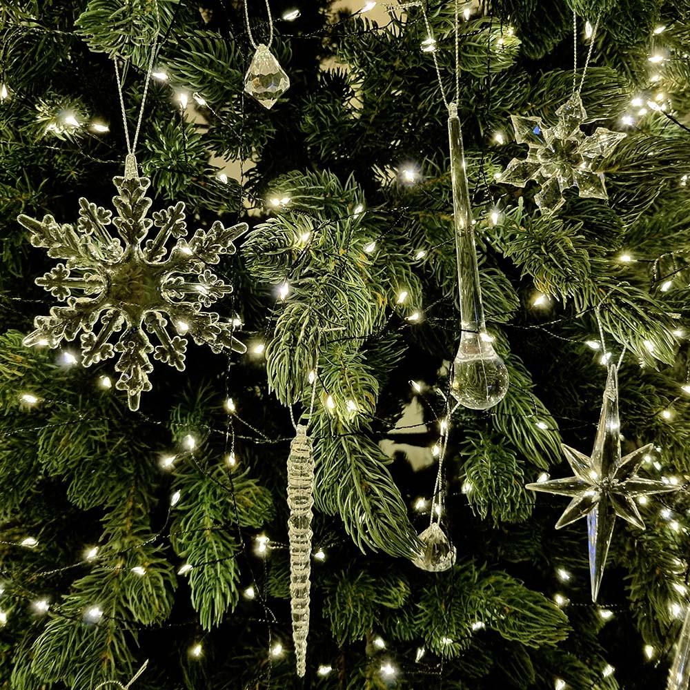 크리스마스 트리 장식 아크릴 눈송이 고드름 물방울 세트