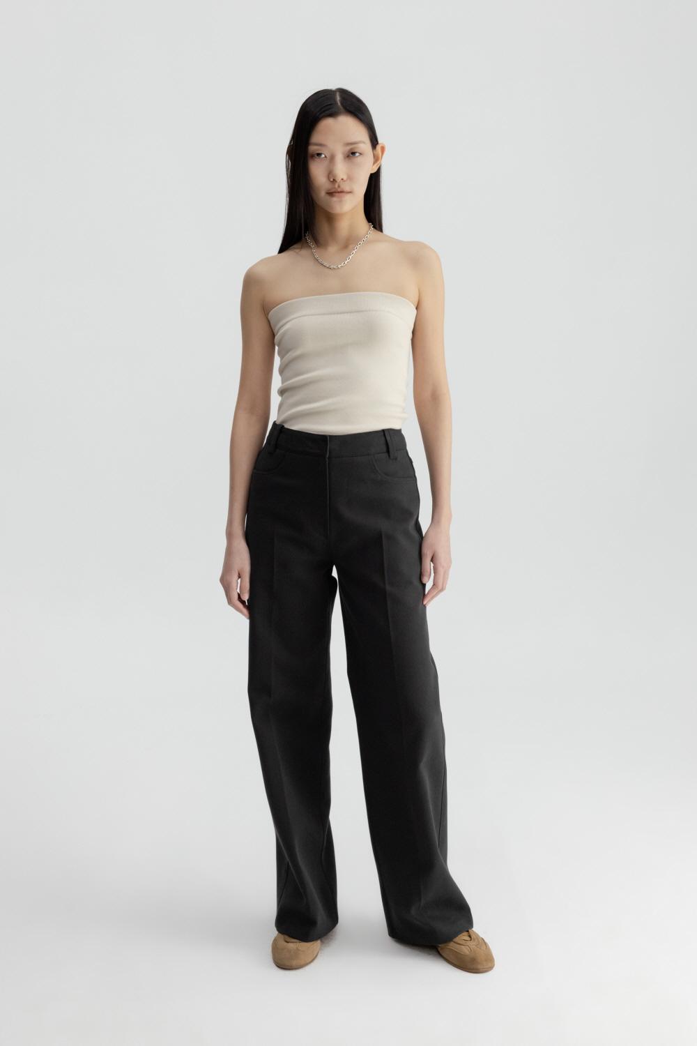 STRUCTURED STRAIGHT LEG PANTS (BLACK)