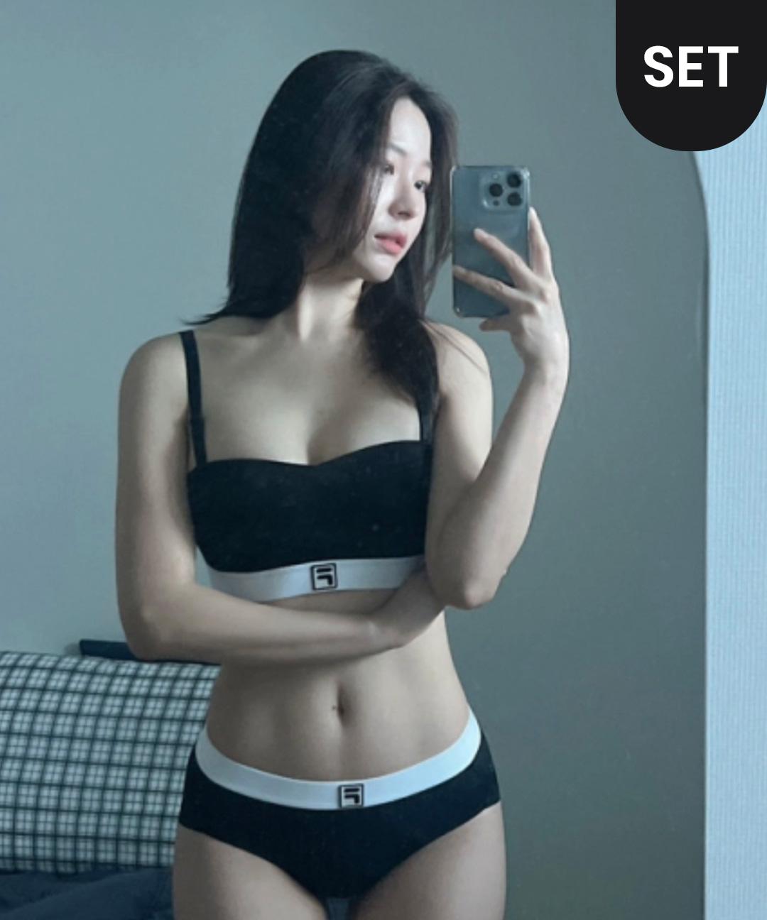 휠라언더웨어 [속옷세트] F코튼 오프숄더 브라+팬티(비키니/보이쇼츠/햄팬티) 세트