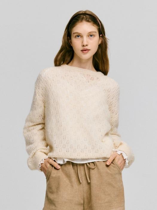 leaf skashi pullover - ivory