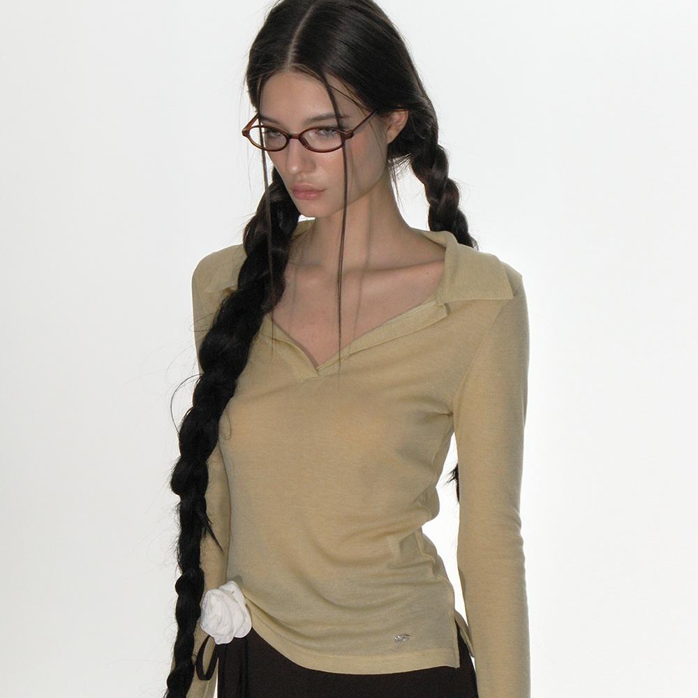SHEER COLLARED TOP_YELLOW