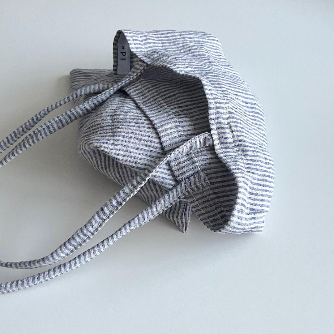 블루 줄무늬 린넨 미니백 (Blue stripes linen mini bag)