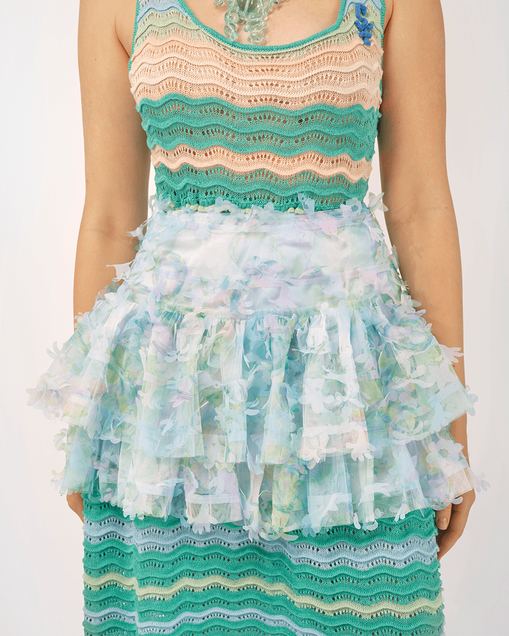 LASER-CUT PEPLUM SKIRT - XS / BLUE