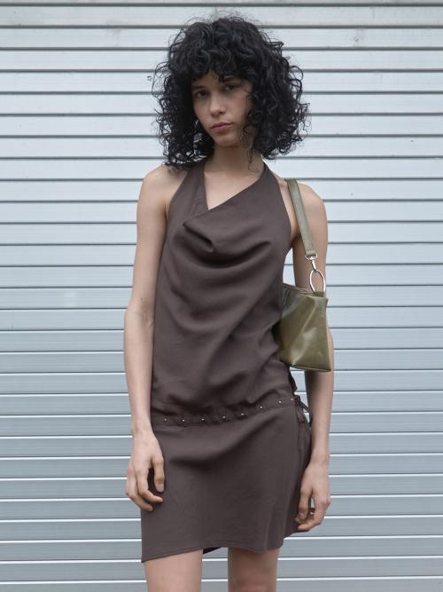 Cowl Mini Dress Brown
