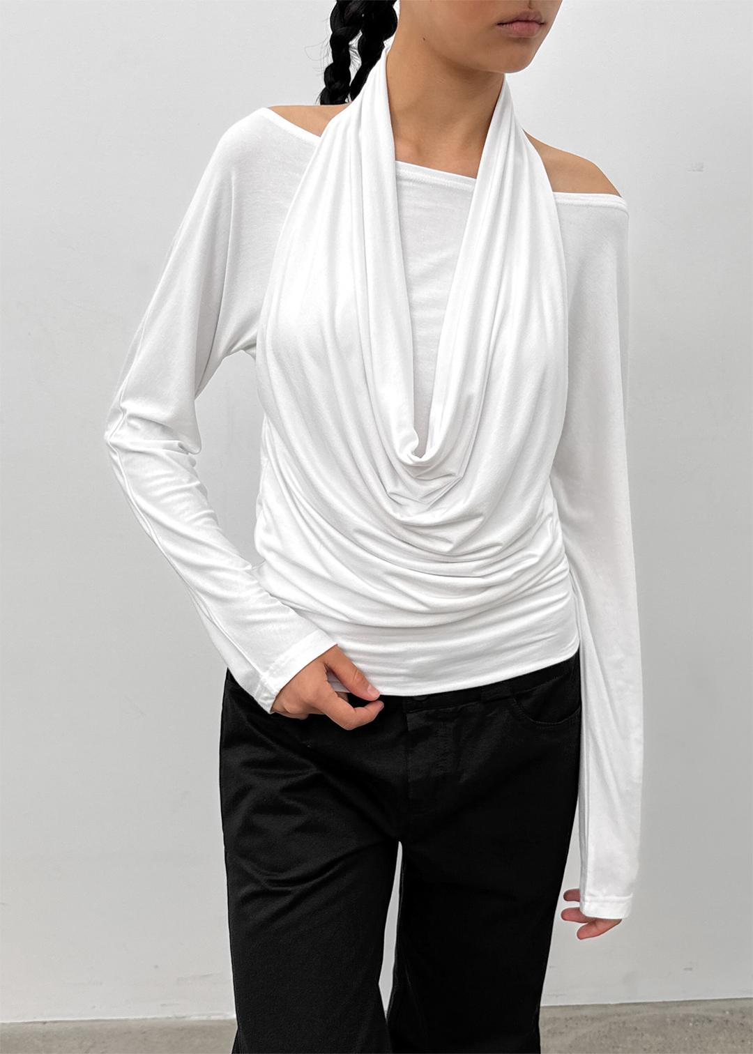 블랙업 [MADE] 샤모 드레이프 홀터 레이어드 긴팔티