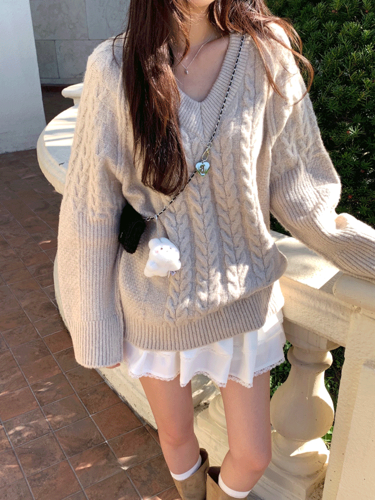 피터앤웬디 [🧸셀럽코디/무료배송] #500장 돌파! 츄잉 브이 루즈핏 니트