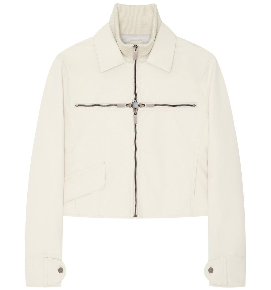 Cross zip laether jacket (Ivory)