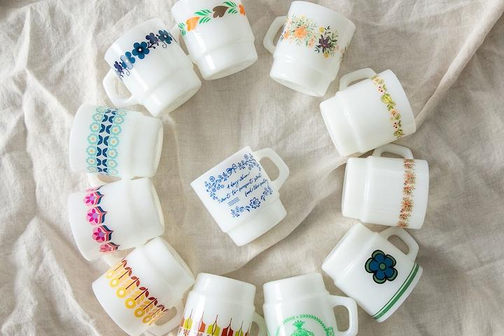 밀크글라스 레트로 내열유리 머그컵 12종