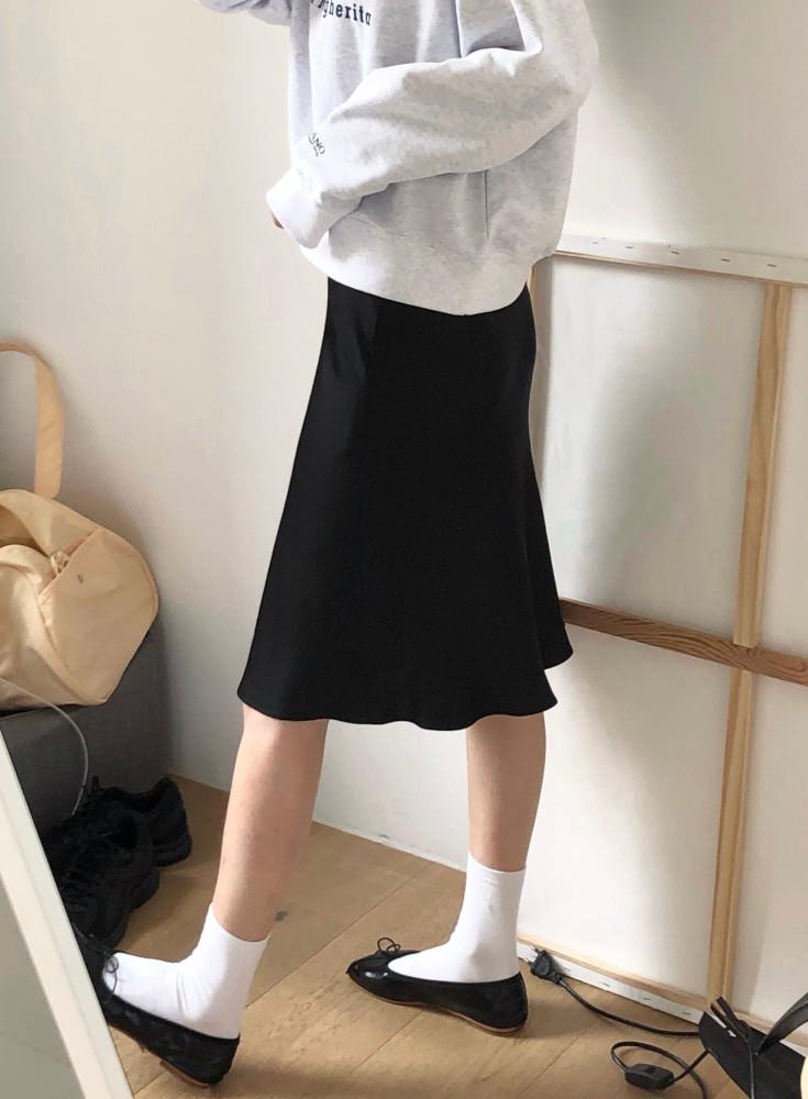 (당일배송/블랙S제외) fllanel 플라넬 새틴 미디 실크 스커트 satin midi silk skirt