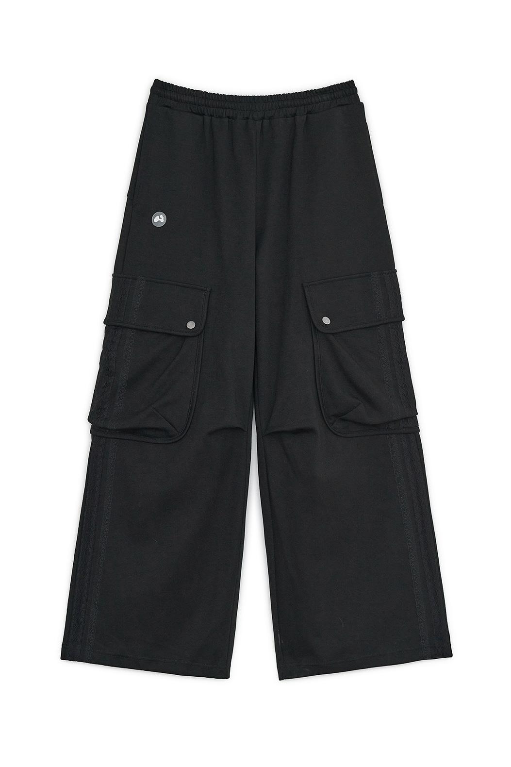 Big pocket lace cargo pants (Black)