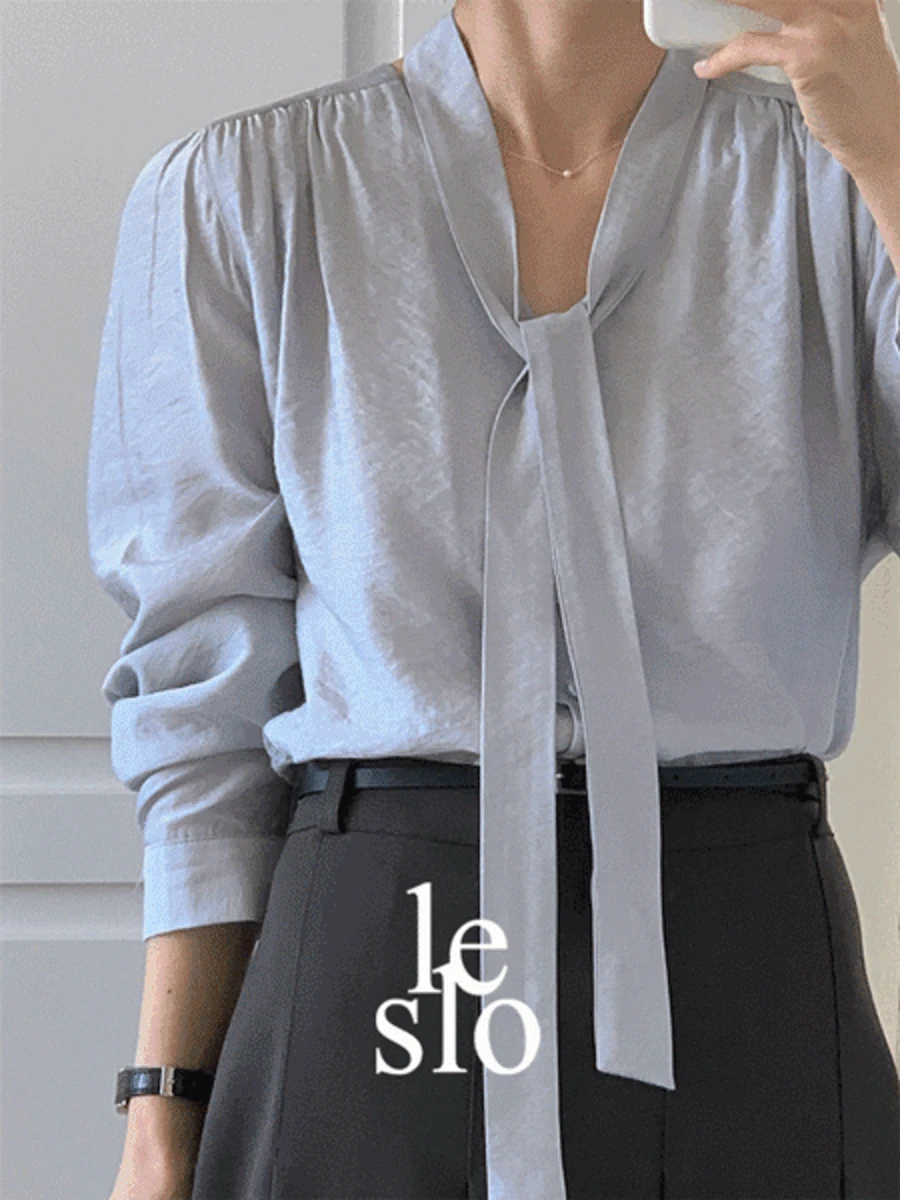 [봄신상🌸][키작녀][MADE]르누 새틴 타이 블라우스[3color]