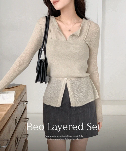[🍂가을신상]베오 라운드 울 나시 레이어드 가디건 세트(니트가디건/간절기템)