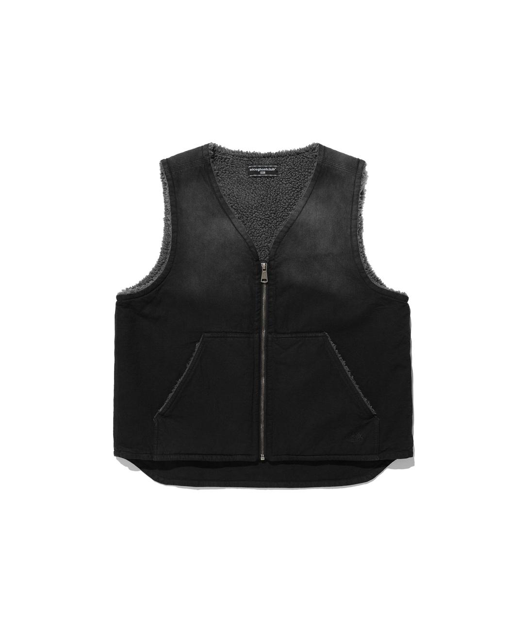 COTTON WASHED VEST[BLACK]