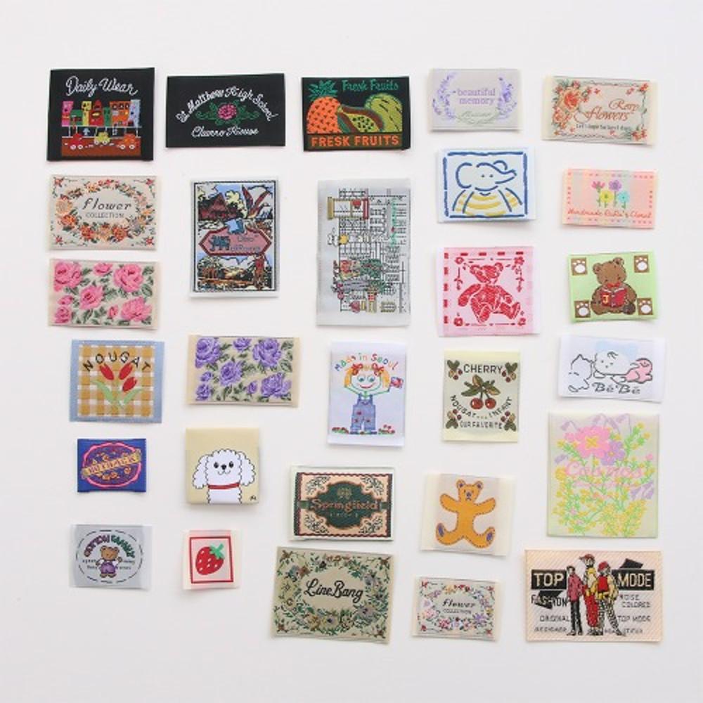 빈티지 라벨 직조 양접이 끼움라벨 79종