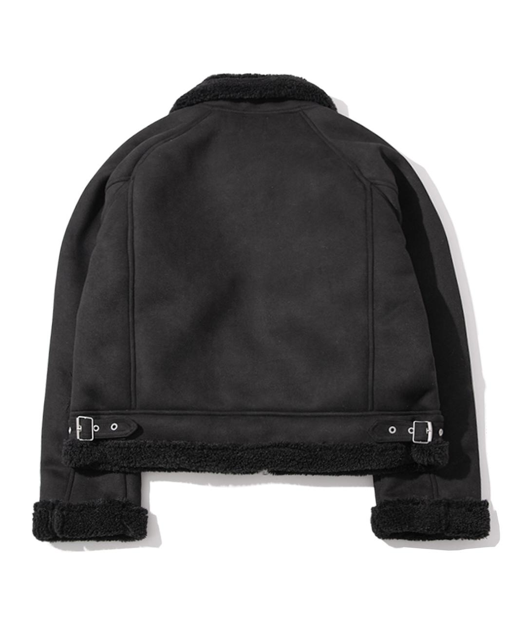 Authentic Cara Neck Buckle Shearling Suede Simple Two Way Mustang [BLACK]
