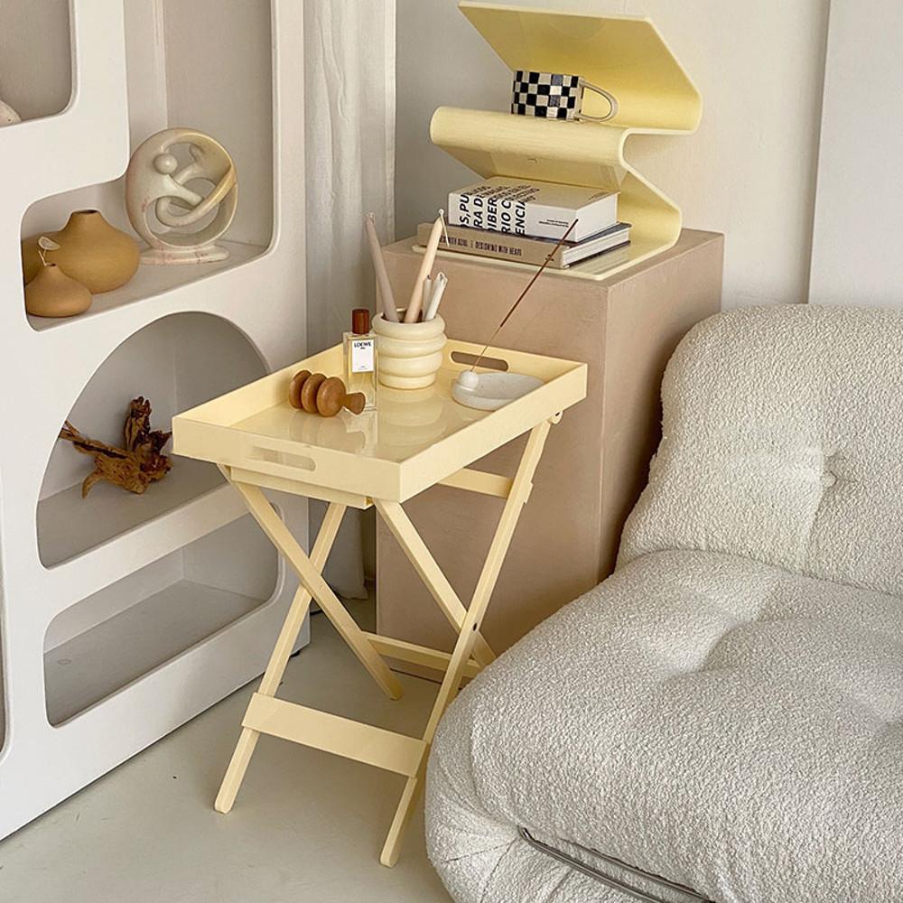 헤이유드 옐로우 아크릴 접이식 테이블 티테이블