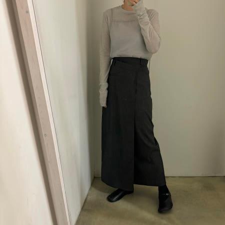 이런 상품 어때요? l벨랩SKl 여자 트임 일자 롱 H라인 스트라이프 스커트 2color
