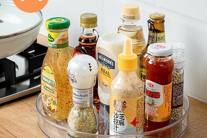 1+1 투명 회전트레이 양념통 정리대 다용도 냉장고 정리 용품