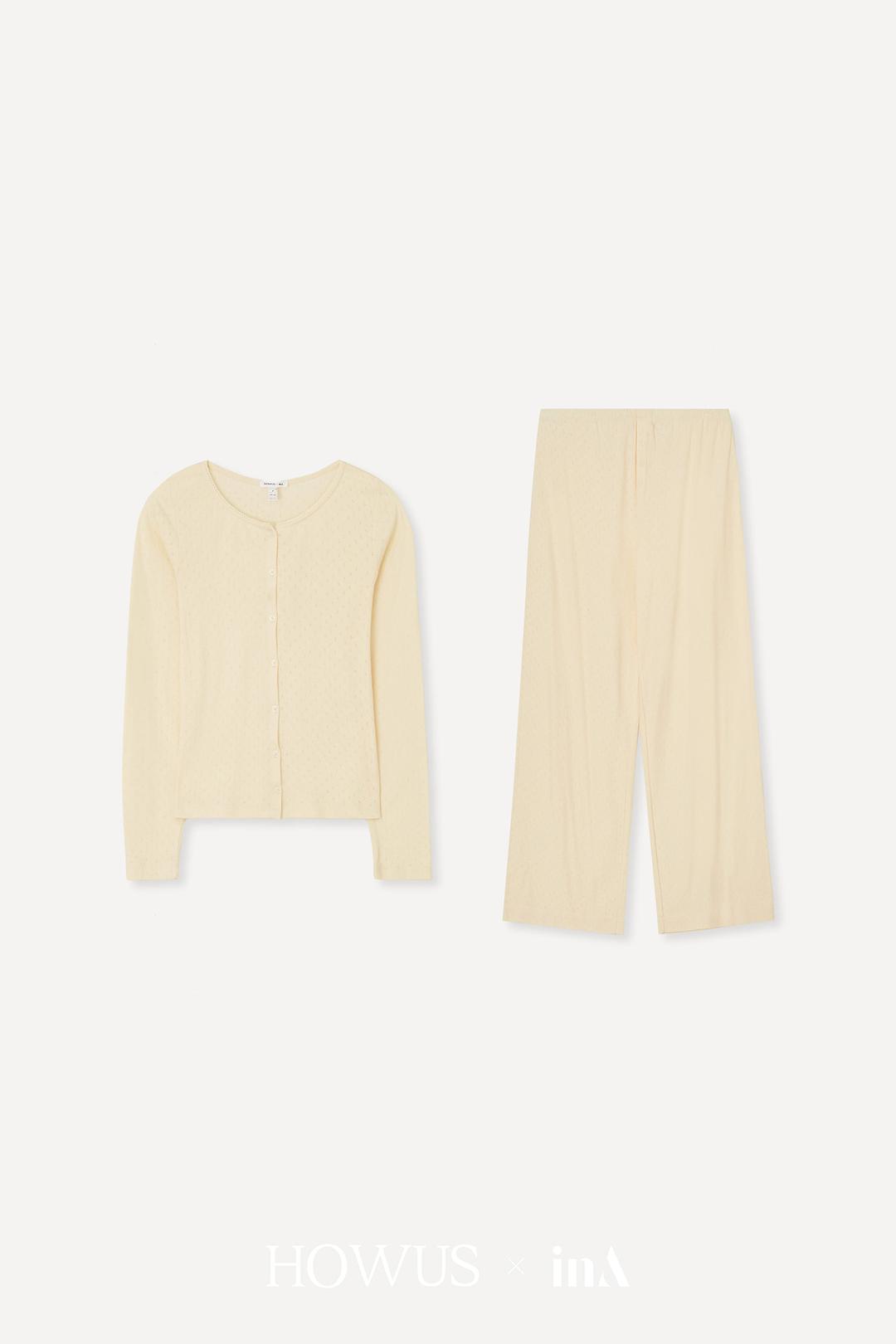 [inA x HOWUS] Hailey Cotton Easywear Set - Vanilla