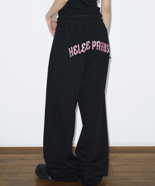 로고 니들 포인트 스웨트팬츠 [핑크 블랙]