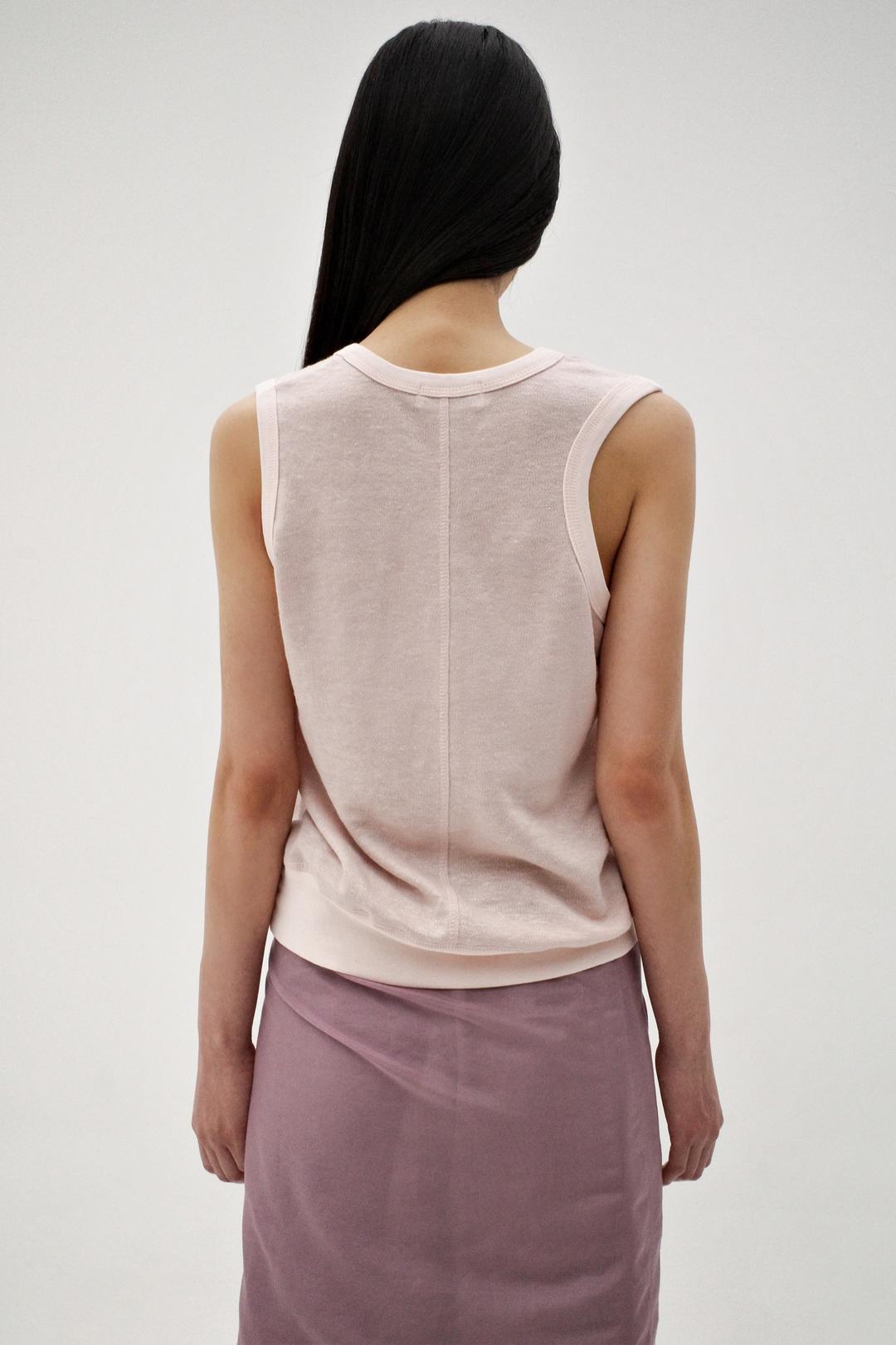 Linen oval neck knit, Pink